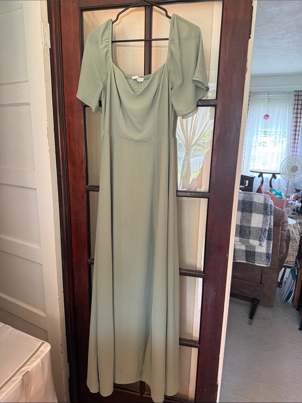 Baltic Born Sage Green Maxi Dress with Puff Short Sleeves